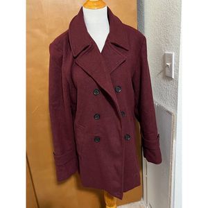 NWT Burgandy Wool Pea Coat by MatchStick